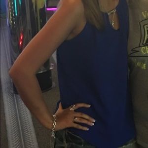 Blue tank with gold accent